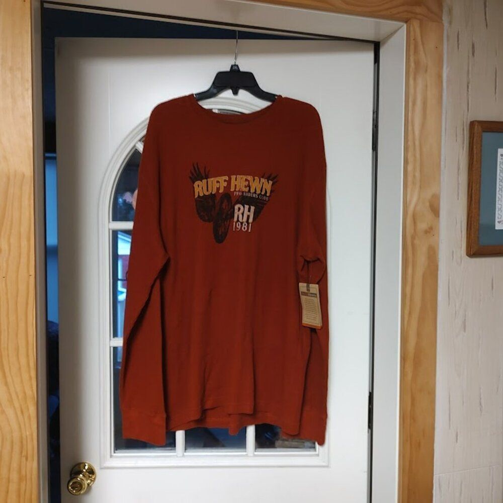 New Ruff Hewn Dark Burnt Orange Thermal Shirt Size Men's XL